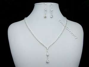 Bridal Rhinestone Crystal Wedding Necklace Earrings set 2239  