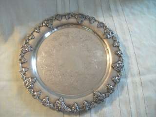 Silver grape design tray platter #1113  