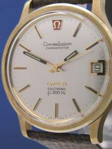 Mans Omega Constellation Chronometer F300 Hz Gold Watch   RUNS 