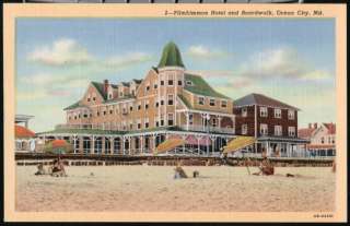 OCEAN CITY MD Plimhimmon Hotel & Beach Vintage Postcard  