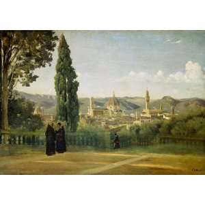 Keilrahmenbild (40 x 28, Corot) von Florenz, Blick über die Boboli 