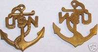 WWII USN WAVE Brass sewon Anchor Hat Insignia R2215  