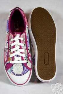 COACH Barrett Glaser Graffiti Grey Multi Purple/Pink Sneakers Shoes 