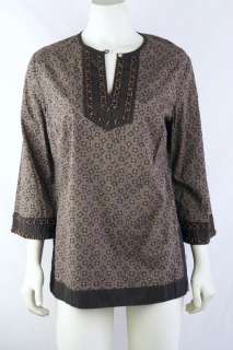 Charter Club NEW Misses Size 6 Brown Beaded Blouse NWT  