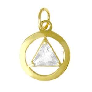 GOLD SILVER AA ALCOHOLICS ANONYMOUS BIRTHSTONE PENDANT  