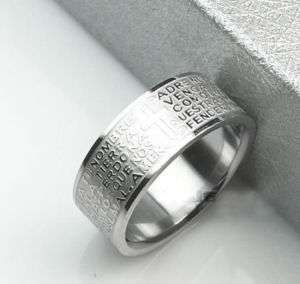 Men Fashionable Corss Bible Titanium Steel Ring US 9  