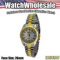 STAINLESS STEEL LADIES CZ HIGH QUALITY REPLICA WATCH TWO TONE USA 