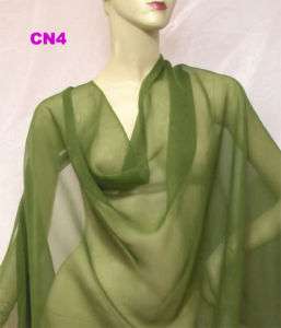 REAL Silk Chiffon Fabric Georgette Mid Green per Meter  