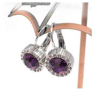 Brand Cute Purple Crystal Round Korean Fashion Earring e54  