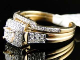 14K WOMENS YELLOW GOLD DIAMOND PRINCESS ENGAGEMENT WEDDING RING BAND 