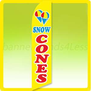 Feather Flutter Banner Sign Tall Flag   SNOW CONES y  