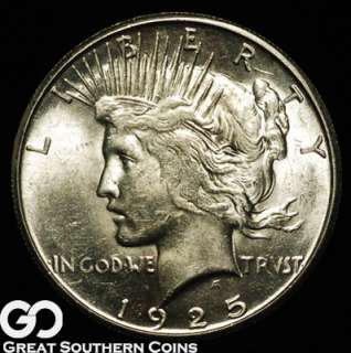 1925 S Peace Silver Dollar CHOICE BU++/NEAR GEM BU  
