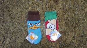 NWT Set of 2 Phineas and Ferb socks including Agent P for boys girls 