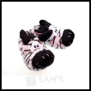 Tierhausschuhe Zebra lustig weiß mit schwarzen Streifen oder 