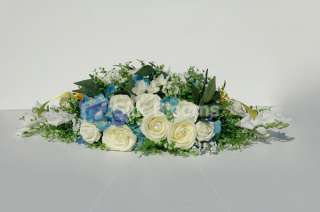 Beautiful, Fresh Ivory Rose & Blue Hydrangea Wedding Top Table  
