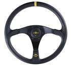 personal trophy leather steering wheel 350mm black leather with yellow