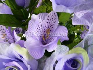 Wedding Artificial Flower Lilac Rose Alstroemeria Bush  