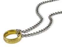   Design Der eine Ring Stahl vergoldet an Kette Edelstahl 1007 001