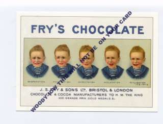 ad320   advert for Frys Chocolate   5 boys   art postcard  