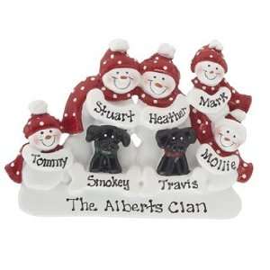   Family of 5 with 2 Black Dogs Christmas Ornament: Home & Kitchen