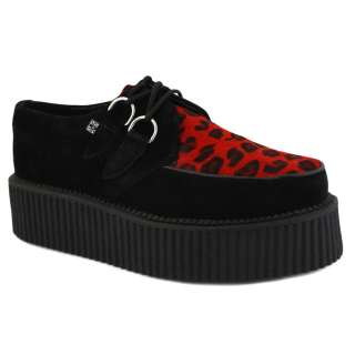 Mondo Sole Creeper A8143 Unisex Laced Suede Shoes Black Red 