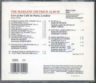 MARLENE DIETRICH   LIVE AT THE CAFE DE PARIS CD  