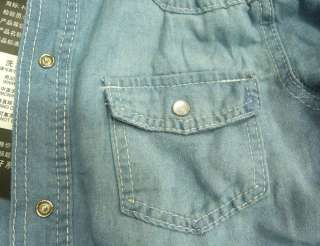 D527 Womens Classic Blue Thin Denim Shirt 8 Hip Length  