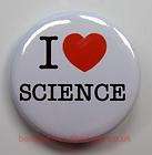 Love / Heart SCIENCE 1 Button Badge Geek Nerd School