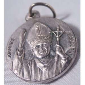 Sterling Silver Religious Medal   Pope John Paul II Front 
