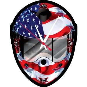  Racing Helmet with American Flag Graphic Clock