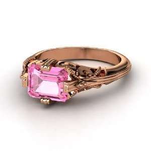    Acadia Ring, Emerald Cut Pink Sapphire 18K Rose Gold Ring Jewelry