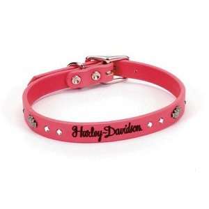  Harley Davidson PINK Laser Leather Dog Collar 5/8x14 