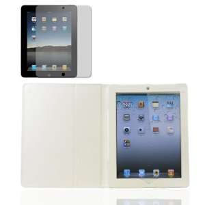  IPAD 2 slim fit white leather case supports typinig 