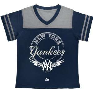   York Yankees Girls (7 16) Navy Brushback T Shirt