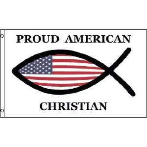 NEOPlex 3 x 5 Proud American Christian Fish Flag Office 