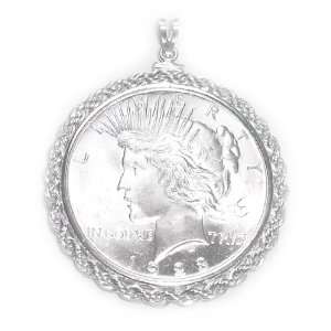  Sterling Silver Rope Coin Bezel 1924 Peace Silver Dollar 