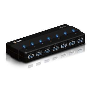 Uspeed USB 3.0 7 port Hub with Power Adapter and USB 3.0 Cable   Full 
