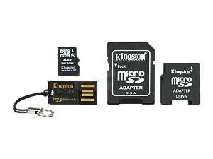   4GB Micro SDHC Flash Card with Adapters & USB Reader Model MBLYG2/4GB