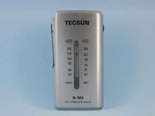 TECSUN R 103 Silver FM Stereo.AM 2 Bands Pocket Radio  