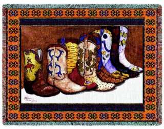 Cowboy Boot Indian Native American Blanket Afghan Throw  