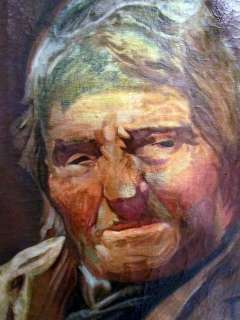 Antique Native American Indian Portrait Oil Painting  