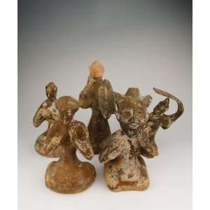 com one Glaze Pottery Figurines (5 pieces), Chinese Antique Porcelain 