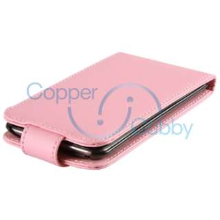   Case Skin+Pink Leather Flip Cover for iPod Touch 4th Gen 4G 4  