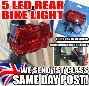 NEW   5 LED RED REAR BIKE LIGHT Cycle Bicycle Back Tail  