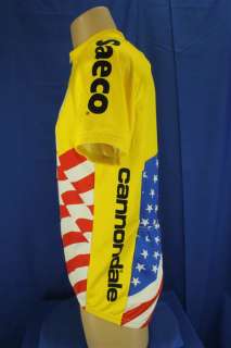   Saeco Estro Yellow American Flag Cycling Bike Jersey Large  