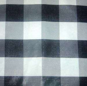 Black White Plaid Gingham Vinyl Tablecloth 52x90  