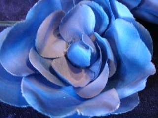 Vintage Millinery Flower Rose Lot of2 T8 Rich Deep Blue  