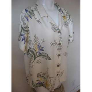   La Cabana 100% Rayon Relax Beige Floral Aloha Hawaiian Shirt Size XL