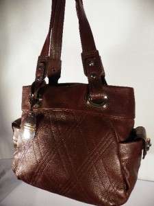 Makowsky Quilted Glove Leather Double Handle Shopper~Brandy  