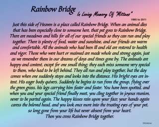 Rainbow Bridge Poem   5x7 Personalized Pet Loss Memorial Print Sku 